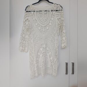 Cream Crochet Tunic Cover-Up